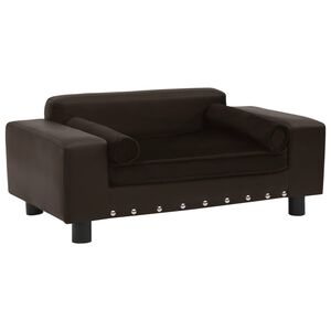 vidaXL Pohovka pro psy hněd&aacute; 81 x 43 x 31 cm ply&scaron; a uměl&aacute; kůže