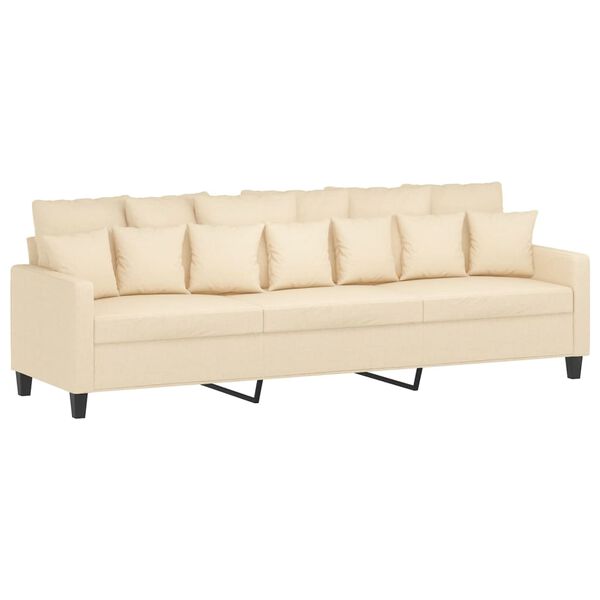 vidaXL 3m&iacute;stn&aacute; pohovka s podnožkou kr&eacute;mov&aacute; 210 cm textil