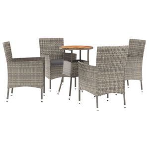 vidaXL 5d&iacute;ln&yacute; zahradn&iacute; bistro set s podu&scaron;kami &scaron;ed&yacute; polyratan