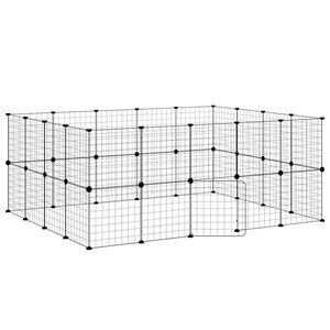 vidaXL 36panelov&aacute; ohr&aacute;dka pro zv&iacute;řata s dv&iacute;řky čern&aacute; 175 x 140 x 70 cm ocel