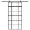 vidaXL Posuvn&eacute; dveře se sadou kov&aacute;n&iacute; čern&eacute; 102x205 cm ESG Glass