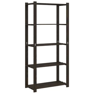 vidaXL 5patrov&yacute; &uacute;ložn&yacute; reg&aacute;l čern&yacute; 80x38x170 cm masivn&iacute; borov&eacute; dřevo