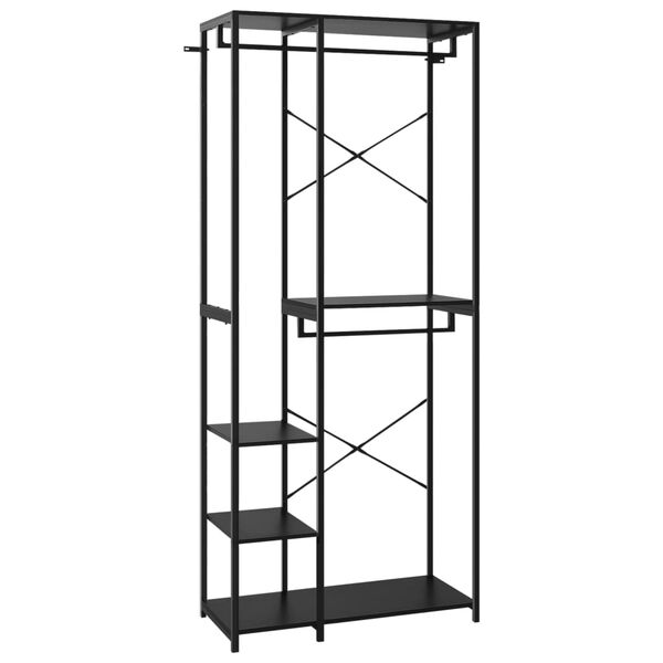 vidaXL &Scaron;atn&iacute; skř&iacute;ň čern&aacute; 90 x 40 x 213 cm kov a dřevotř&iacute;ska