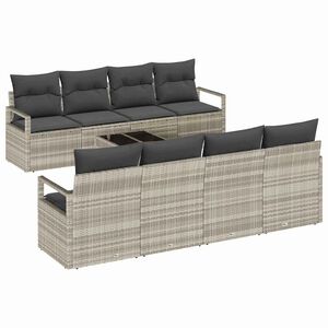 vidaXL Set pohovek 7 ks 6-Počet m&iacute;st Světle &scaron;ed&aacute; polyratan