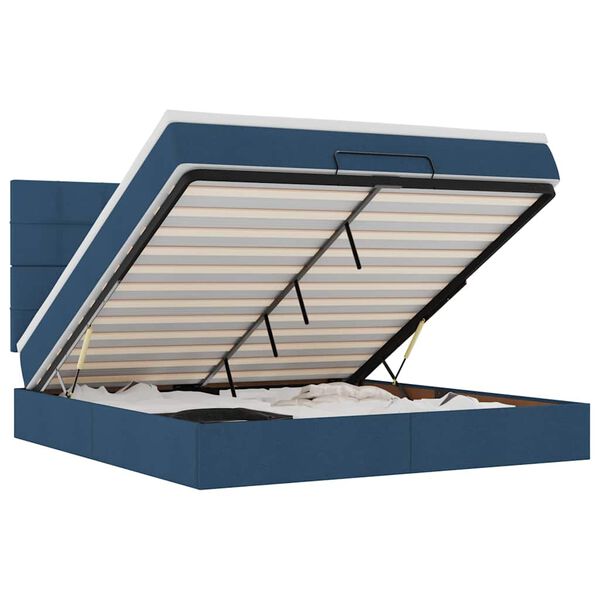 vidaXL Osmansk&yacute; r&aacute;m postele s matrac&iacute; modr&aacute; 160x200cm textil