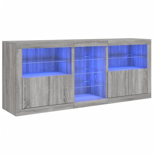 vidaXL Př&iacute;born&iacute;k s LED osvětlen&iacute;m &scaron;ed&yacute; sonoma 181,5 x 37 x 67 cm