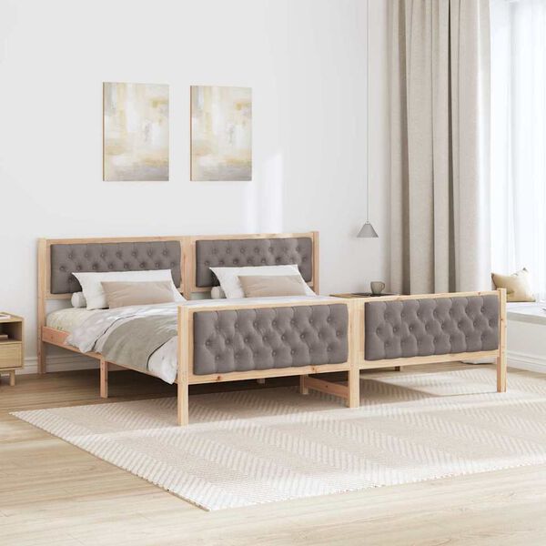 vidaXL R&aacute;m postele s čelo Taupe 200 x 200 cm Masivn&iacute; borov&eacute; dřevo