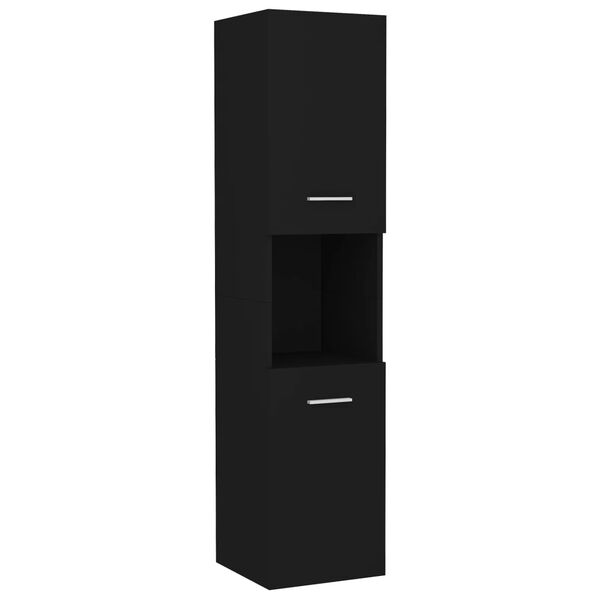 vidaXL Set koupelnov&eacute;ho n&aacute;bytku čern&yacute; dřevotř&iacute;ska