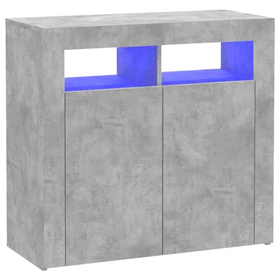 vidaXL Příborník s LED osvětlením betonově šedý 80 x 35 x 75 cm