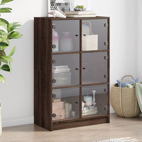 vidaXL Highboard s dvířky hnědý dub 68 x 37 x 109 cm kompozitní dřevo