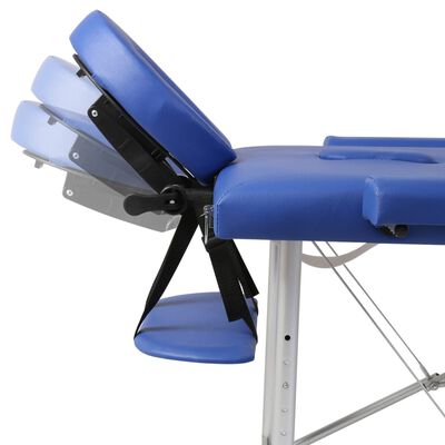vidaXL Modrý skládací masážní stůl se 2 zónami a hliníkovým rámem