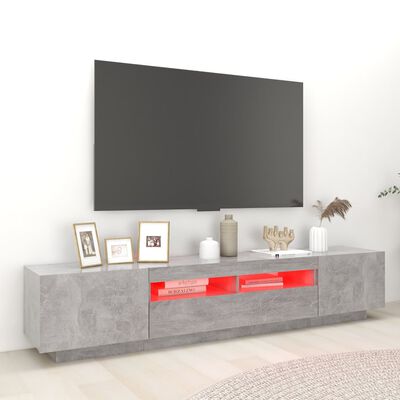 vidaXL TV skříňka s LED osvětlením betonově šedá 200 x 35 x 40 cm