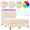 vidaXL Box spring postel s matrac&iacute; a LED kr&eacute;mov&aacute; 140x200 cm textil