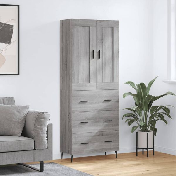 vidaXL Skříň highboard šedá sonoma 69,5 x 34 x 180 cm kompozitní dřevo