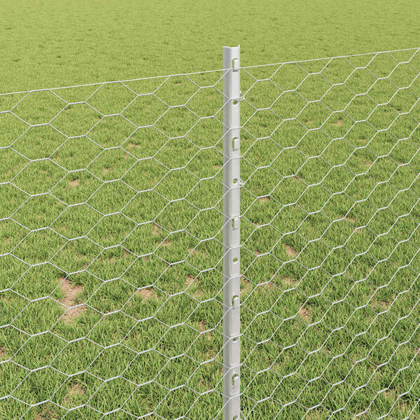 vidaXL Plot s sloupkem Stř&iacute;brn&aacute; 1 x 50 m Ocel