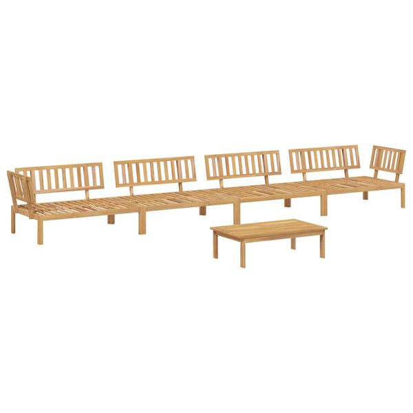 vidaXL Set pohovek s pol&scaron;t&aacute;řem 5 pcs Taupe Masivn&iacute; ak&aacute;tov&eacute; dřevo