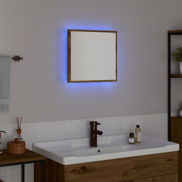 vidaXL LED koupelnov&eacute; zrcadlo N&aacute;stěnn&yacute; Artisanov&yacute; dub 40 x 37 x 8.5 cm