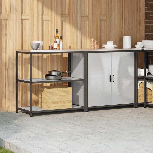 vidaXL Kuchyňská skladovací sada s policí 2 pcs Stříbrná Ocel