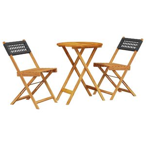 vidaXL 3d&iacute;ln&yacute; bistro set čern&yacute; polyratan a masivn&iacute; dřevo