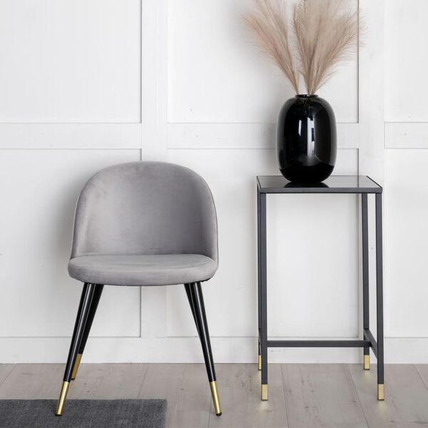 Venture Home J&iacute;deln&iacute; židle 2 ks Velvet samet čern&eacute;, mosaz a &scaron;ed&eacute;