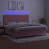vidaXL Box spring postel s matrac&iacute; a LED růžov&aacute; 200x200 cm samet