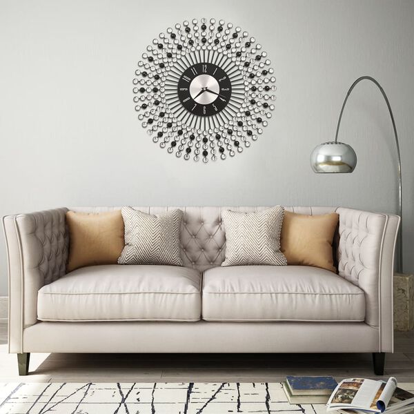 vidaXL Nástěnné hodiny kovové 43 cm černé