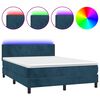 vidaXL Box spring postel s matrac&iacute; a LED tmavě modr&aacute; 140x200 cm samet