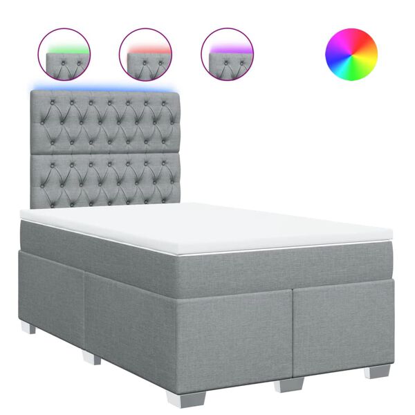 vidaXL Box spring postel s matrac&iacute; světle &scaron;ed&aacute; 120 x 200 cm textil