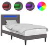 vidaXL R&aacute;m postele s LED p&aacute;sky s čelo &Scaron;ed&aacute; 80 x 200 cm Uměl&aacute; kůže