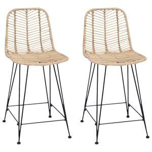 vidaXL Barov&aacute; židle 2 ks Př&iacute;rodn&iacute; 44,5 x 54,5 x 97,5 cm Ratan a železo