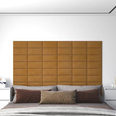 vidaXL Nástěnné panely 12 ks hnědé 30 x 15 cm samet 0,54 m²