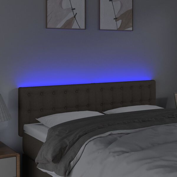 vidaXL Čelo postele s LED taupe 144x5x78/88 cm textil