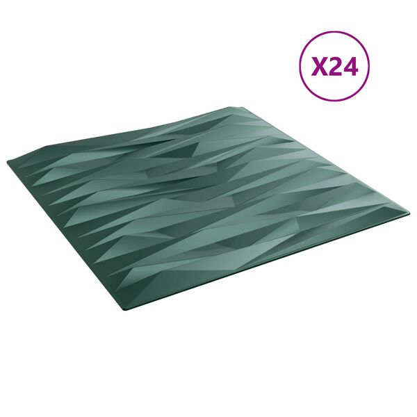 vidaXL N&aacute;stěnn&eacute; panely 24 pcs Kamenn&aacute; zelen&aacute; 50 x 50 cm XPS pěna