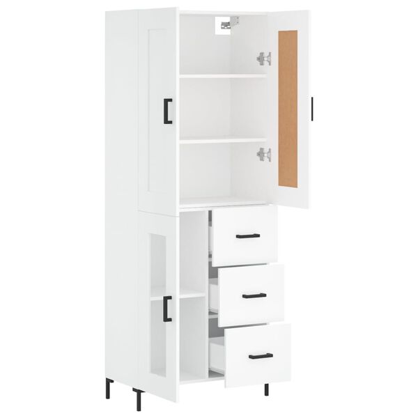 vidaXL Skř&iacute;ň highboard b&iacute;l&aacute; 69,5 x 34 x 180 cm kompozitn&iacute; dřevo