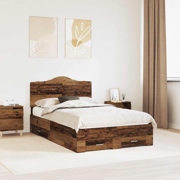 vidaXL R&aacute;m postele s čelo Star&eacute; dřevo 120 x 190 cm kompozitn&iacute; dřevo