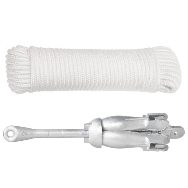 vidaXL Skládací kotva s lanem stříbrná 8 kg žárově pozinkovaná litina