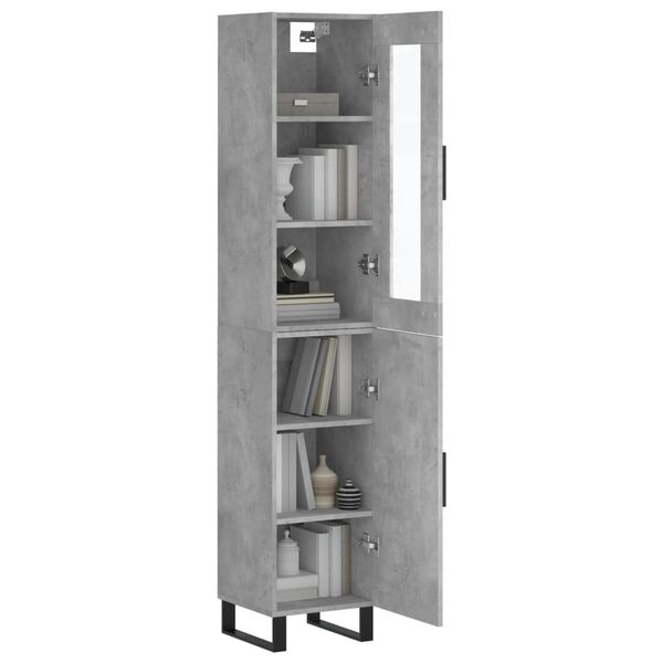 vidaXL Skř&iacute;ň highboard betonově &scaron;ed&aacute; 34,5x34x180 cm kompozitn&iacute; dřevo