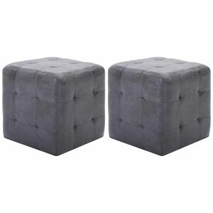 vidaXL Taburety 2 ks &scaron;ed&eacute; 30 x 30 x 30 cm uměl&aacute; brou&scaron;en&aacute; kůže