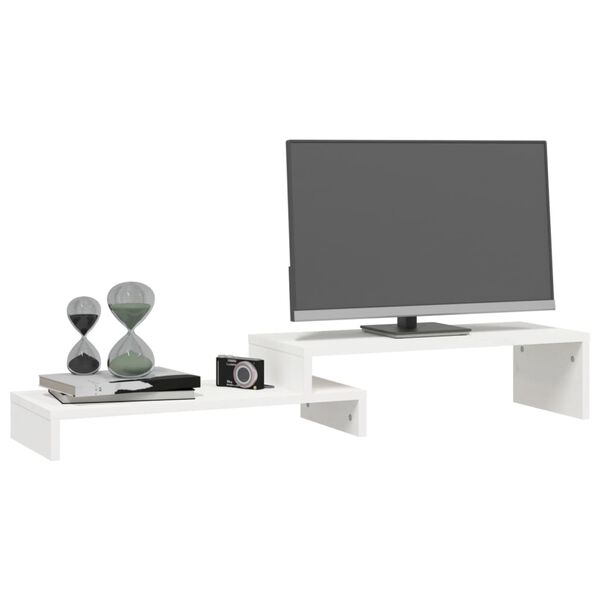 vidaXL Stojan na monitor bílý (52–101) x 22 x 14 cm masivní borovice