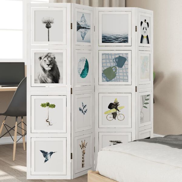 vidaXL Paraván 4dílný bílý masivní dřevo pavlovnie