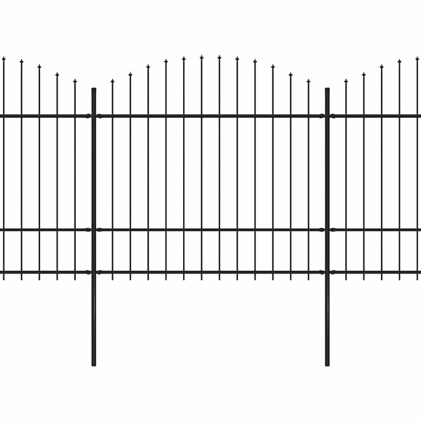 vidaXL Zahradn&iacute; plot s kop&iacute;m nahoře ocelov&yacute; 1248 x 175 cm čern&yacute;
