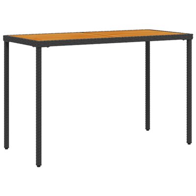 vidaXL Zahradní stůl s akáciovou deskou černý 115x54x74 cm polyratan