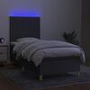 vidaXL Box spring postel s matrac&iacute; a LED tmavě &scaron;ed&aacute; 90x190 cm textil