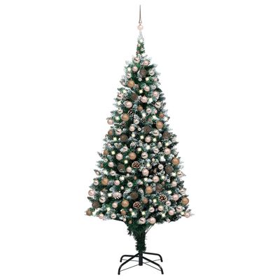 vidaXL Umělý vánoční stromek LED osvětlení sada koulí a šišky 240 cm