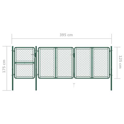 vidaXL Zahradní brána ocel 125 x 395 cm zelená
