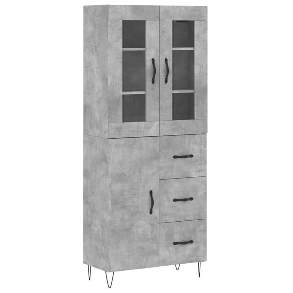 vidaXL Skř&iacute;ň highboard betonově &scaron;ed&aacute; 69,5x34x180 cm kompozitn&iacute; dřevo