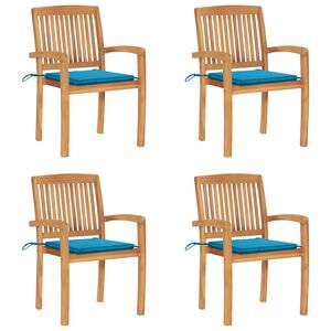 vidaXL Stohovac&iacute; zahradn&iacute; židle s podu&scaron;kami 4 ks masivn&iacute; teak