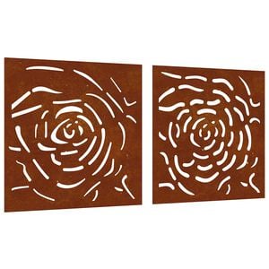 vidaXL Zahradn&iacute; n&aacute;stěnn&eacute; dekorace 2 ks 55 x 55 cm cortenov&aacute; ocel Růže
