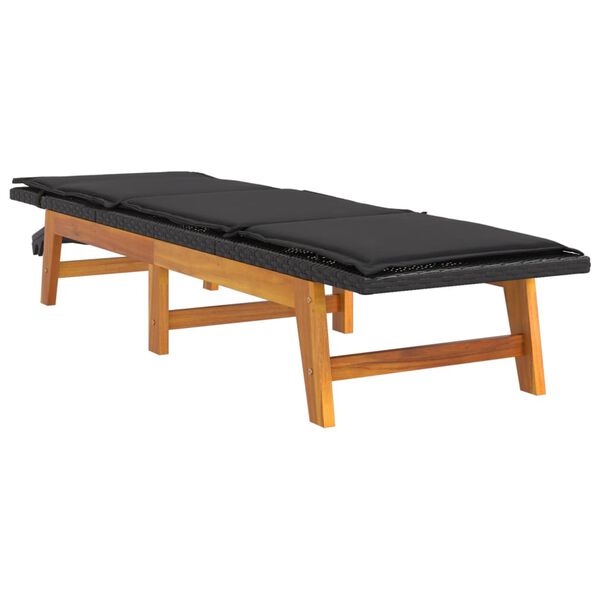 vidaXL Zahradn&iacute; leh&aacute;tko s podu&scaron;kou polyratan a masivn&iacute; ak&aacute;ciov&eacute; dřevo