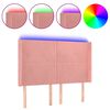 vidaXL Čelo postele s LED růžov&eacute; 147 x 16 x 118/128 cm samet
